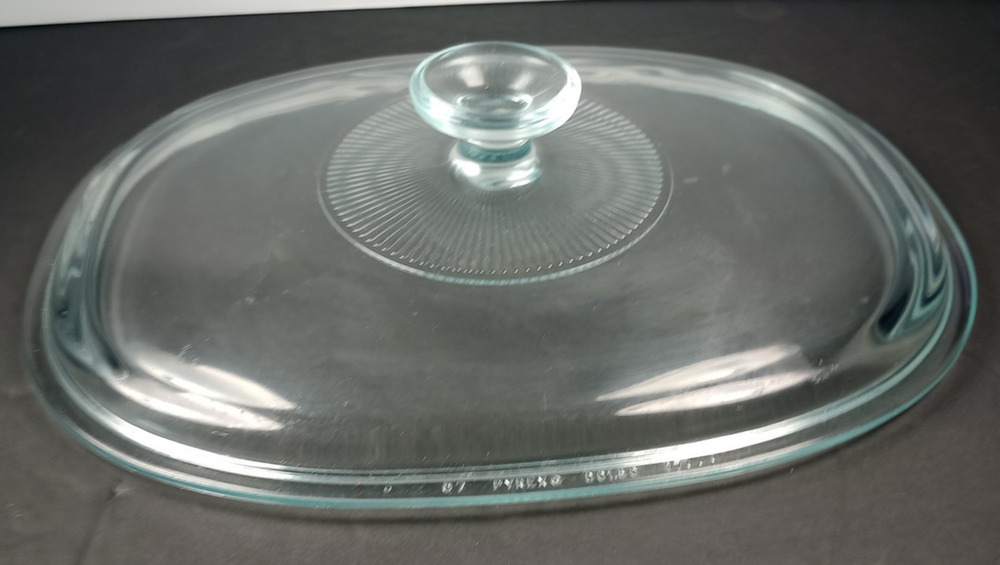 Pyrex Corning Ware Replacement Lid Only DC 1.5C Oval Blue Tint Ribbed